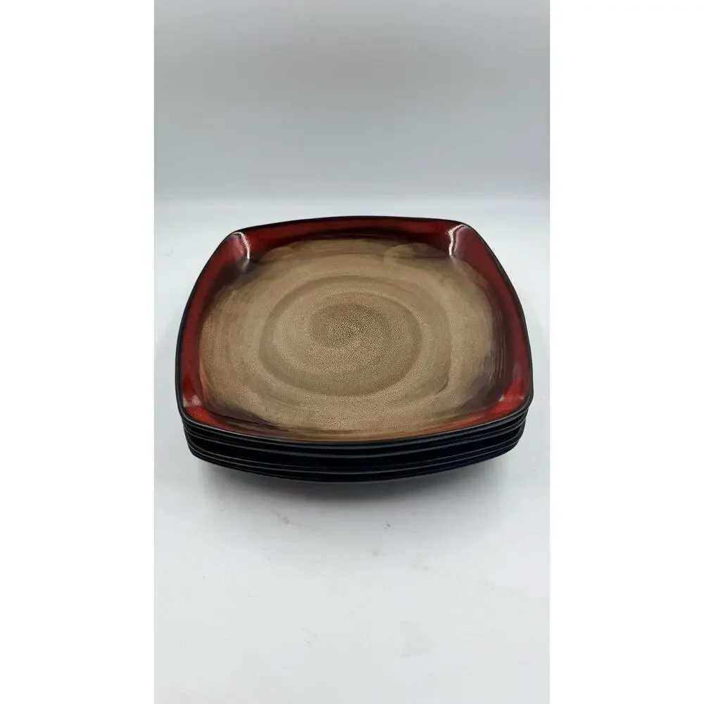 Set of 4 Beekman Home Brown Reactive Glaze Square 10